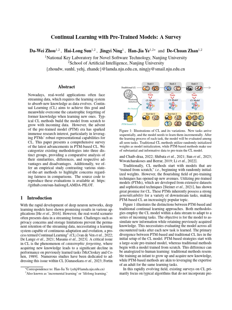Survey on Continual Learning with PTMs | PDF | Cognition | Artificial ...