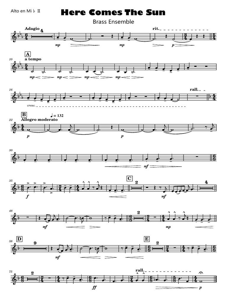 Here Comes The Sun Alto en Mib II PDF Tempo Musical Forms