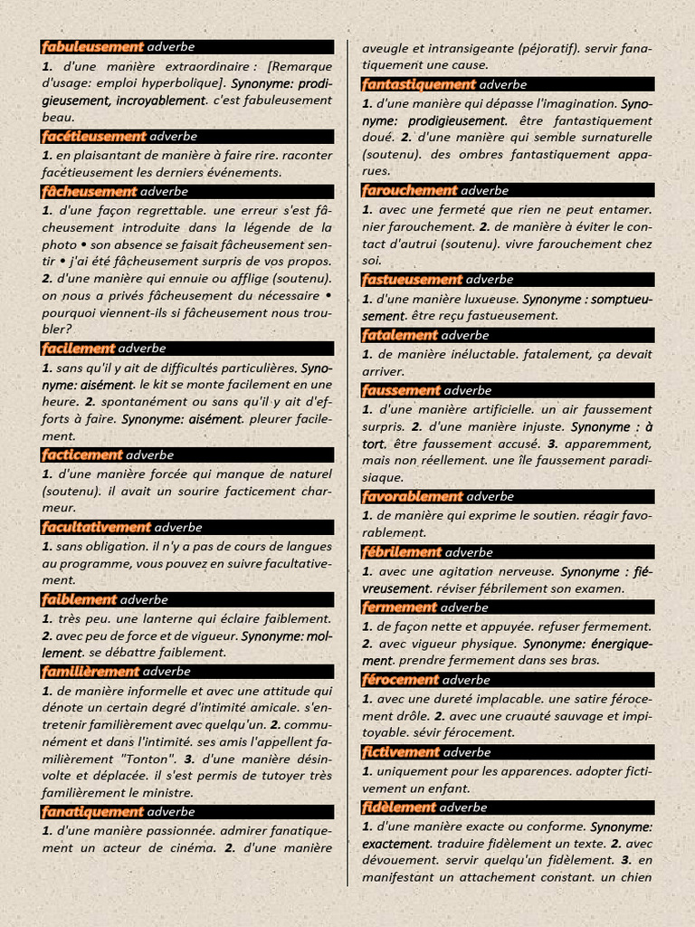 Adverbes et leurs significations | PDF