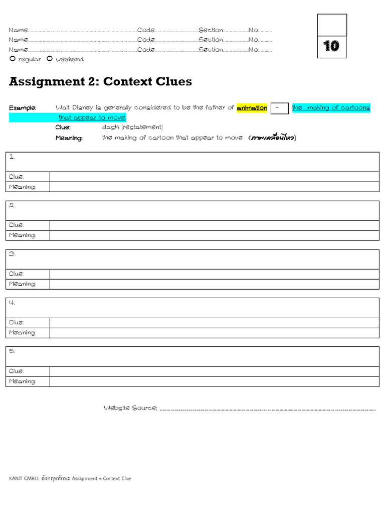 Assignment 2-Context Clues | PDF
