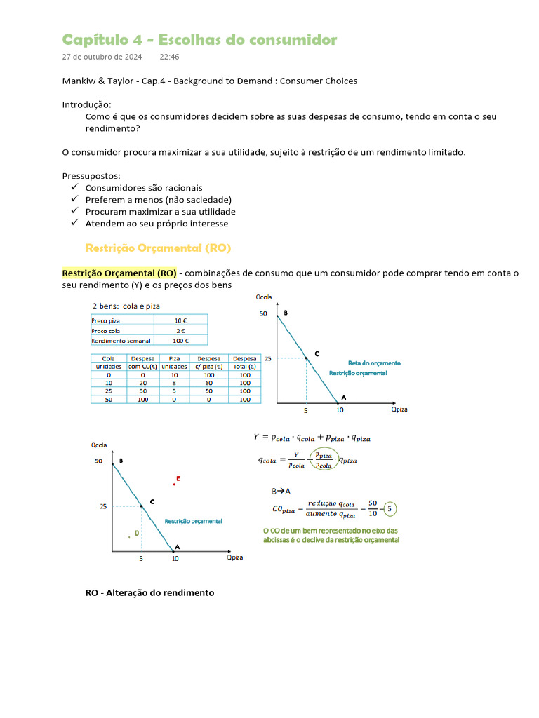 Capítulo 4 - Escolhas Do Consumidor | PDF | Microeconomia | Utilidade