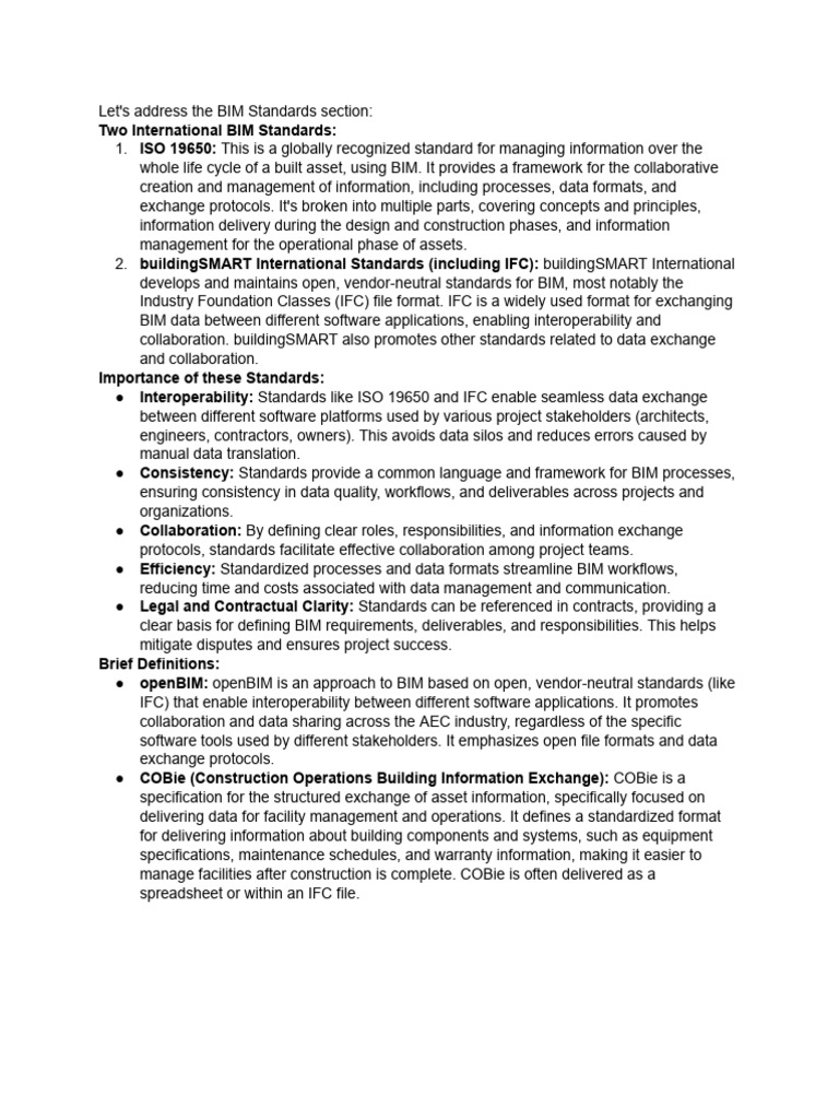 Key International BIM Standards Explained | PDF | Building Information ...