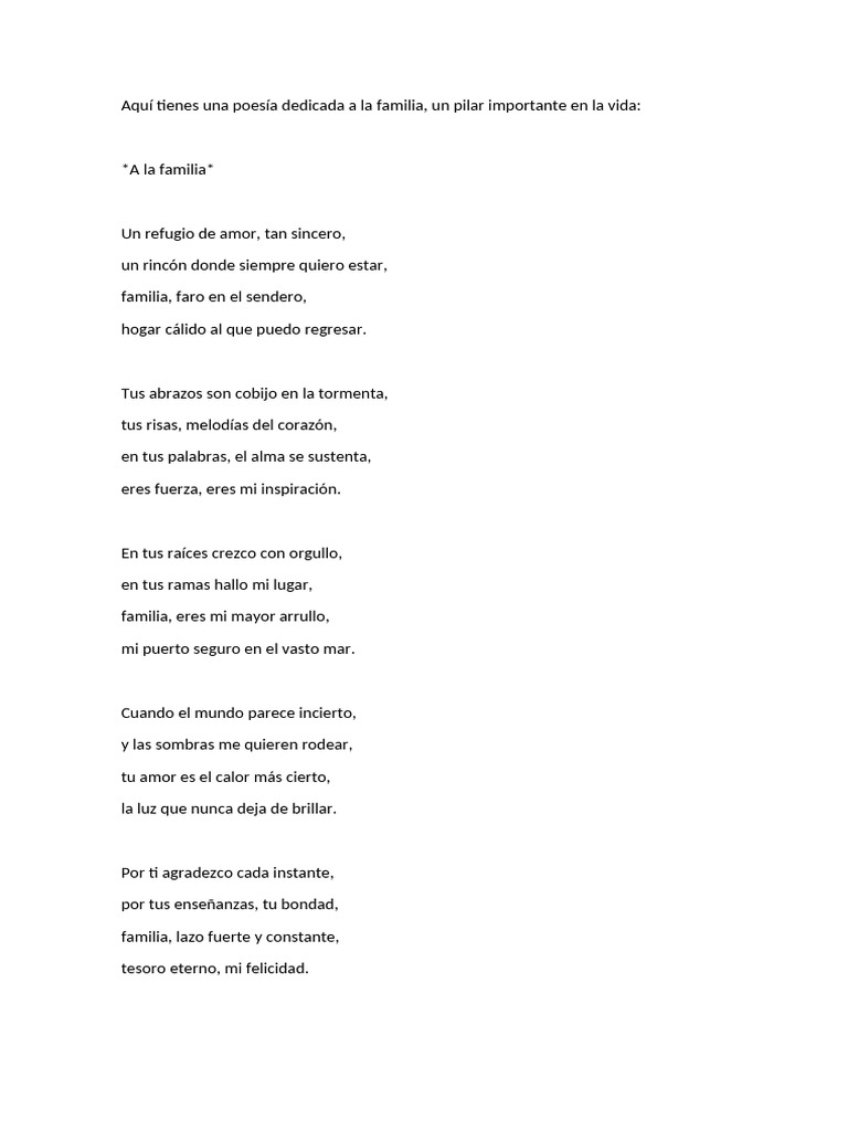 Aquí Tienes Una Poesía Dedicada A La Familia | PDF