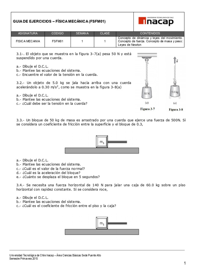 Ejercicios de Dinámica y Fuerzas | PDF | Fricción | Fuerza