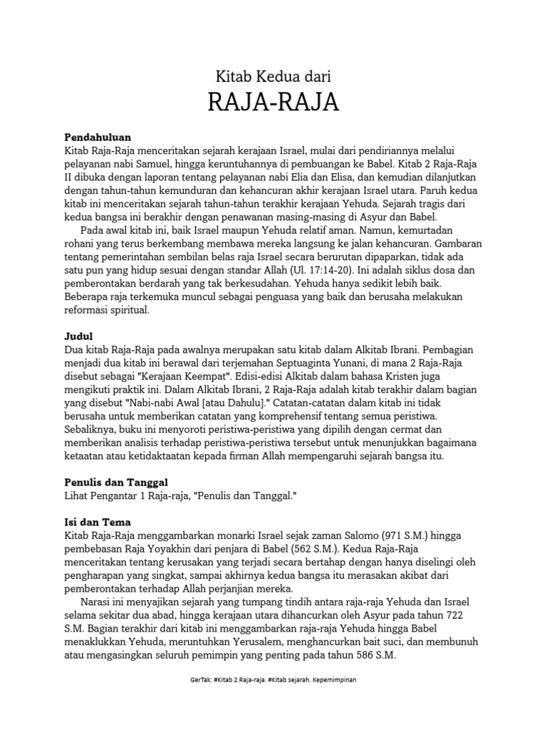 Sejarah dan Kepemimpinan di 2 Raja-raja | PDF