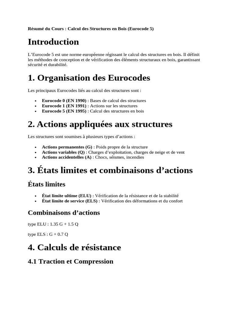 Calcul des Structures en Bois : Eurocode 5 | PDF | Bois (matériau de ...