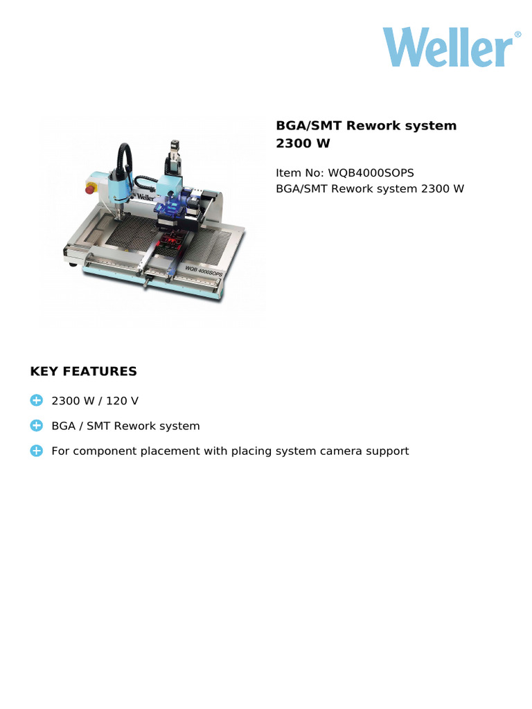 Datasheet - BGASMT Rework System 2300 W - WQB4000SOPS | PDF