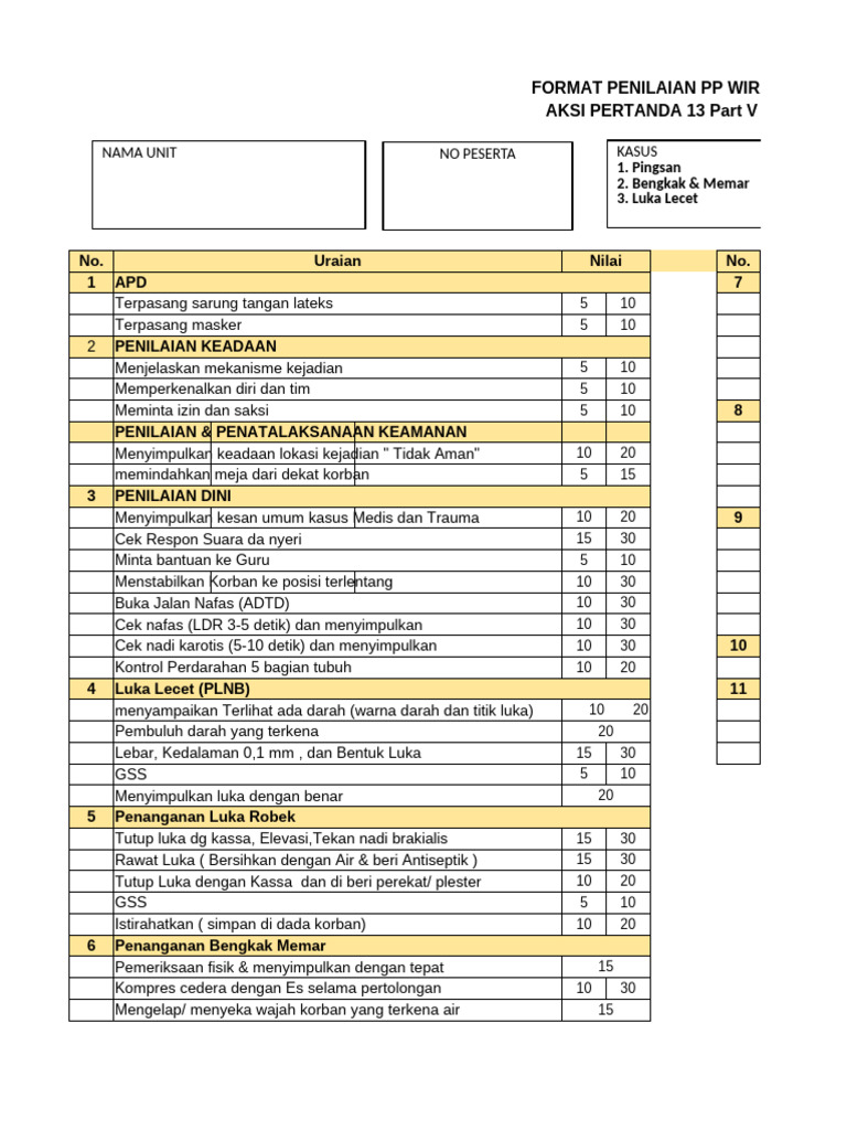 Format Nilai PP SMK 13 | PDF