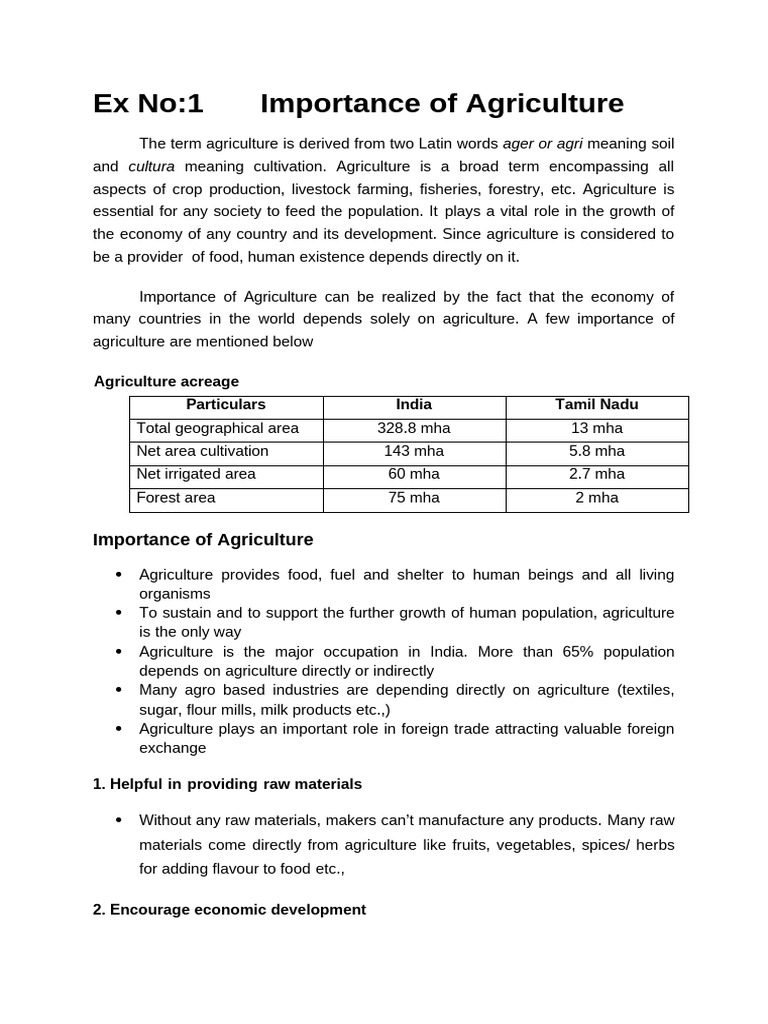 Significance of Agriculture in Economy | PDF | Agriculture ...