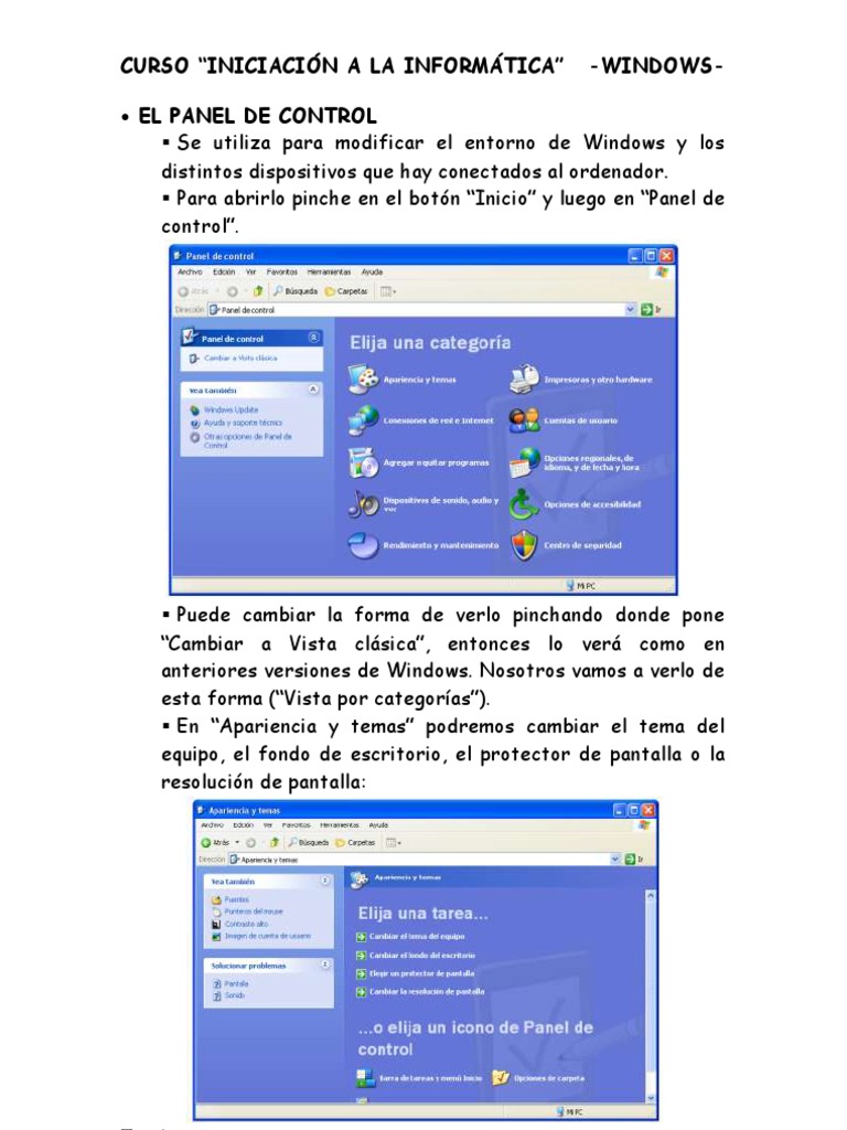 Configuración del Panel de Control en Windows | PDF | Ventana ...