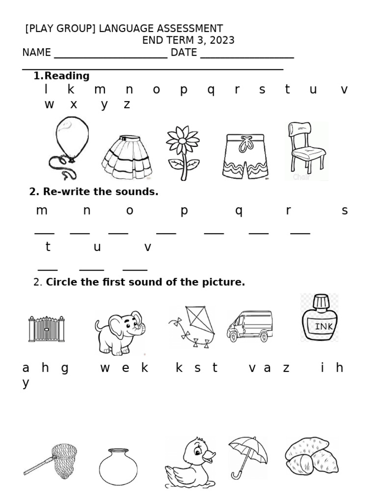 Play Group Language Assessment 2023 | PDF