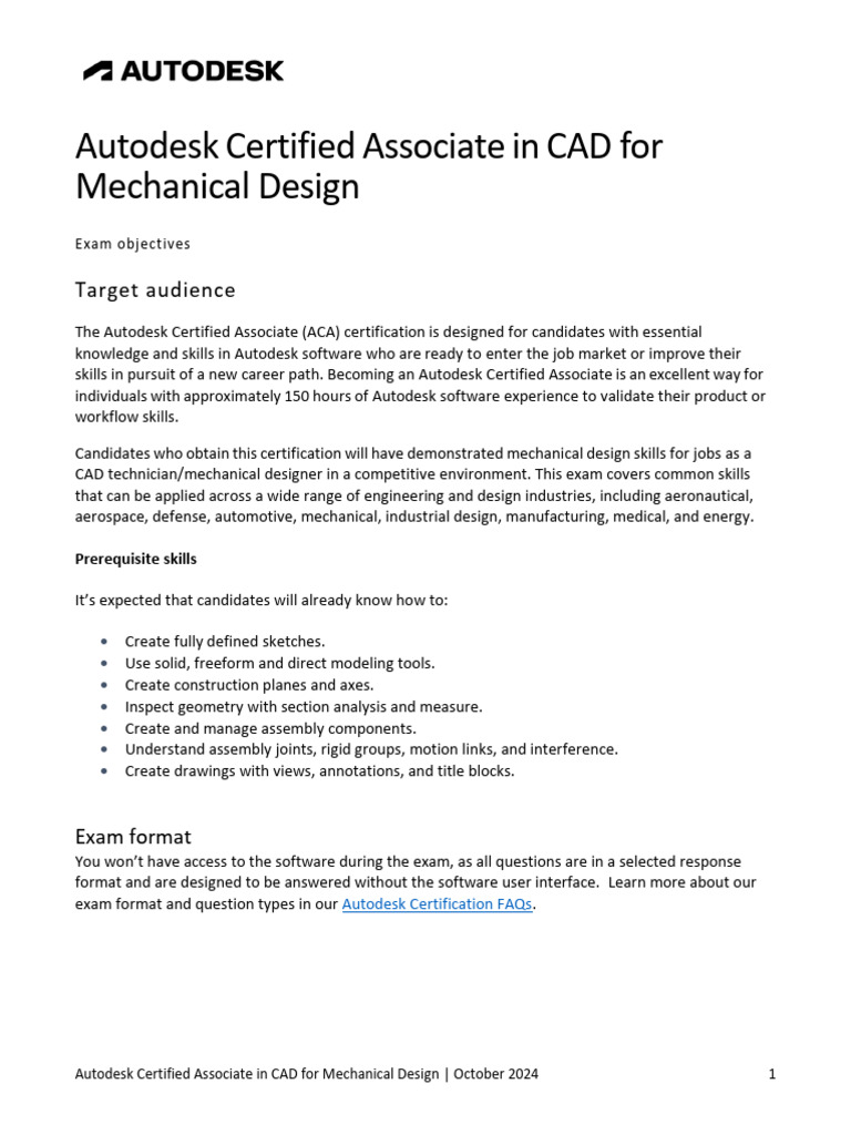 ACA CADexamobjectives 10 2024 | PDF | Computer Aided Design ...