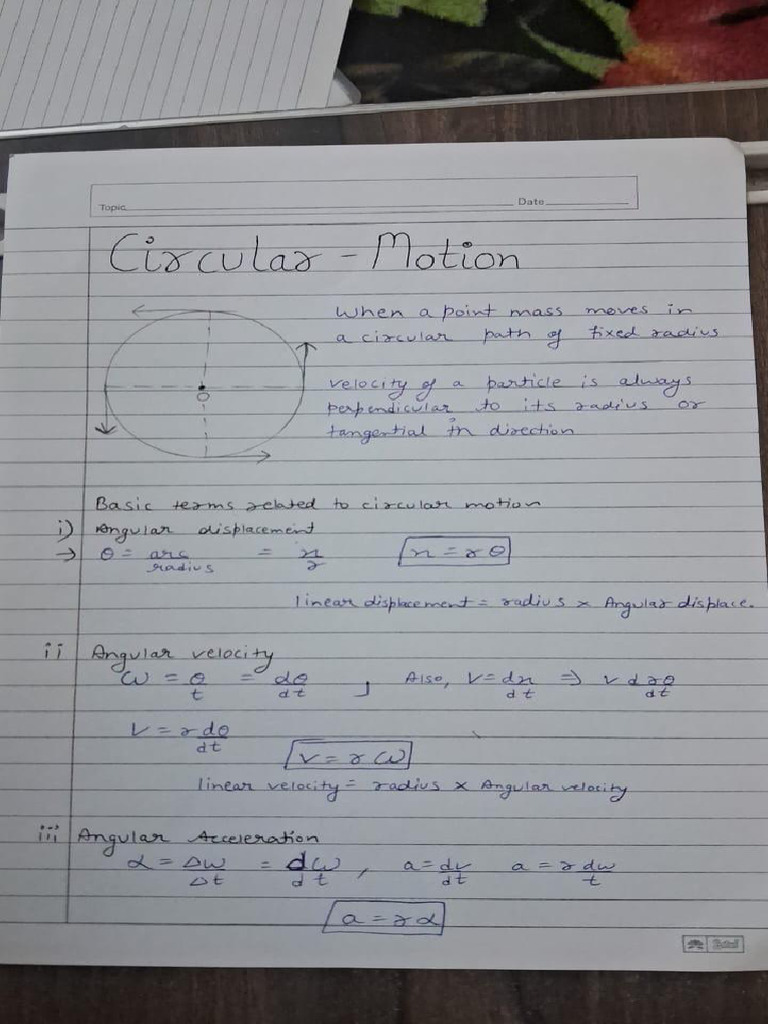 Circular and Projectile+handwritten | PDF | Physical Quantities | Spacetime