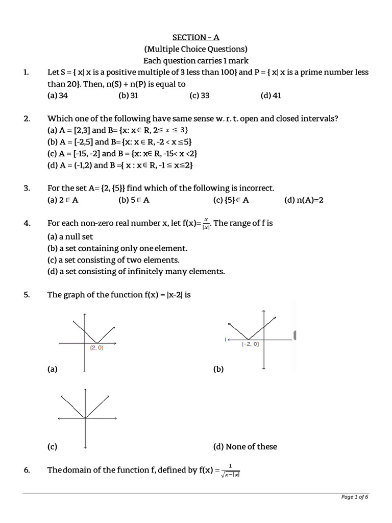 XI Mathematics MCQ Practice Test | PDF | Mathematics | Mathematical ...
