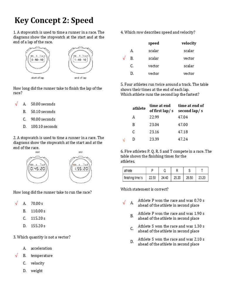 Speed and Timing Questions for Athletes | PDF | Velocity | Euclidean Vector