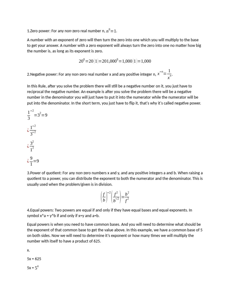 Exponent Rules Explained Simply | PDF | Numbers | Exponentiation