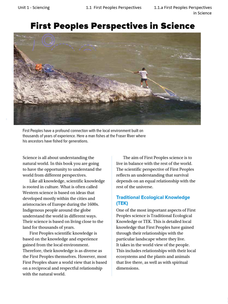 1.1.a First peoples perspectives in science worksheet PDF Science Knowledge