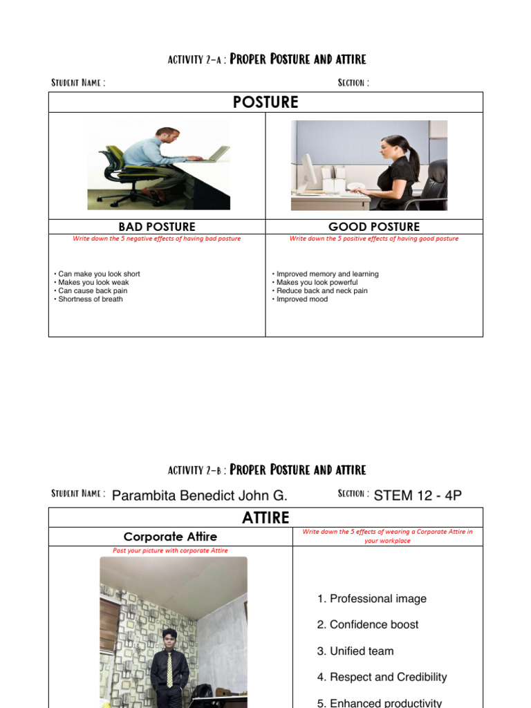Proper Posture and Corporate Attire Guide | PDF