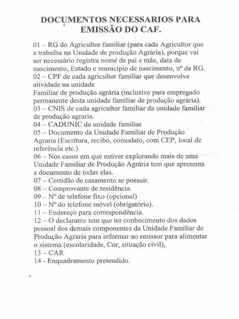 Doc. Emissão CAF - DAP | PDF