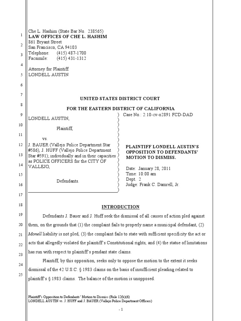 Opposition to Motion to Dismiss 12(b)(6) | PDF | Federal Rules Of Civil ...