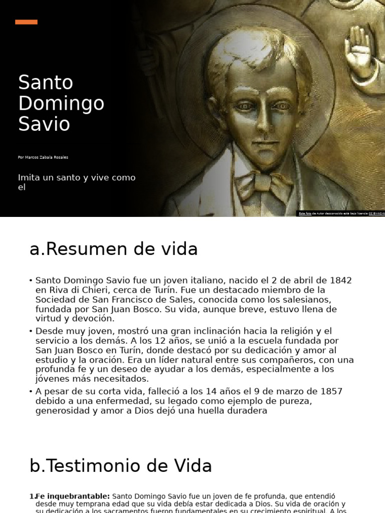 Vida y legado de Santo Domingo Savio | PDF | Amor | Santo