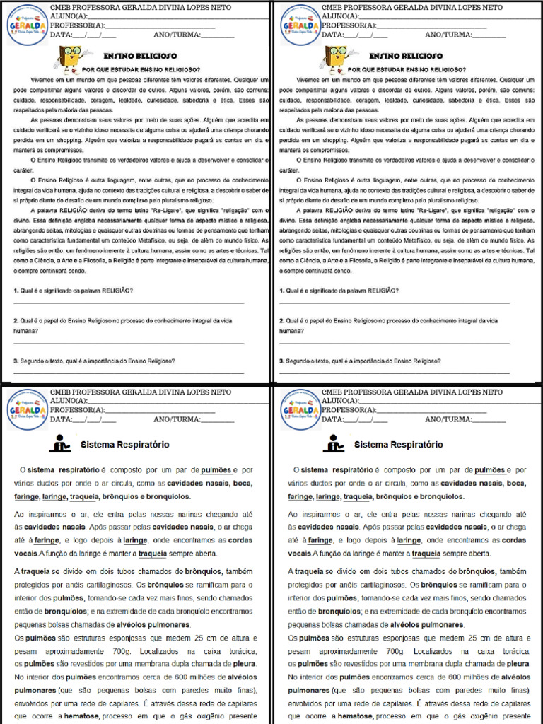 Formulário de Registro Escolar CMEB | PDF
