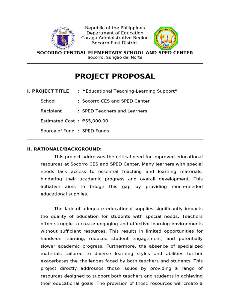 Educational Support Project for SPED | PDF | Teachers | Learning