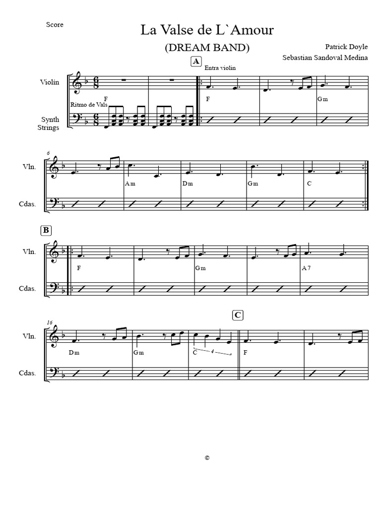 Le Valse De L Amour Score Pdf