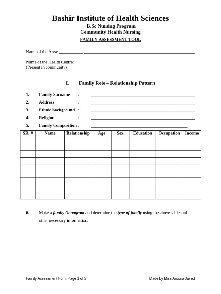 Family Health Assessment Tool | PDF | Drugs | Over The Counter Drug