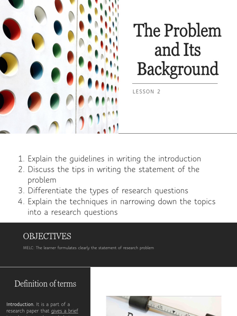 RP - LESSON 2 - The Problem and Its Background | PDF | Adolescence ...