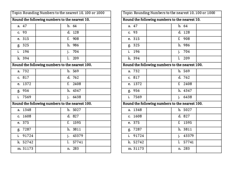 Rounding Practice for Students | PDF