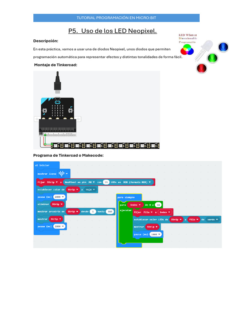 Programación LED Neopixel en Micro:bit | PDF
