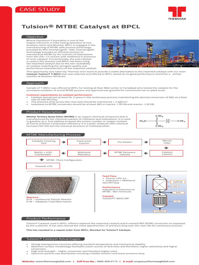 Case Study Tulsion MTBE Catalyst | PDF | Chemical Process Engineering ...