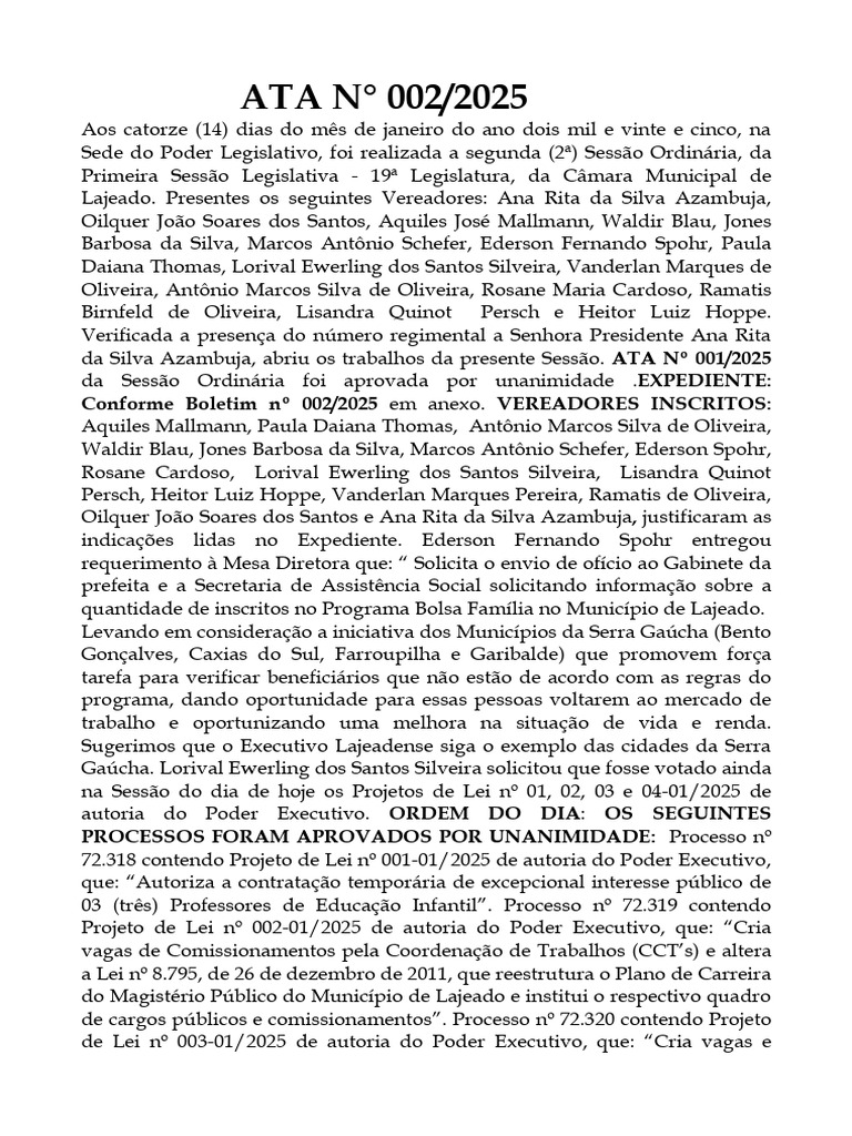 Ata da 2ª Sessão Ordinária 2025 | PDF