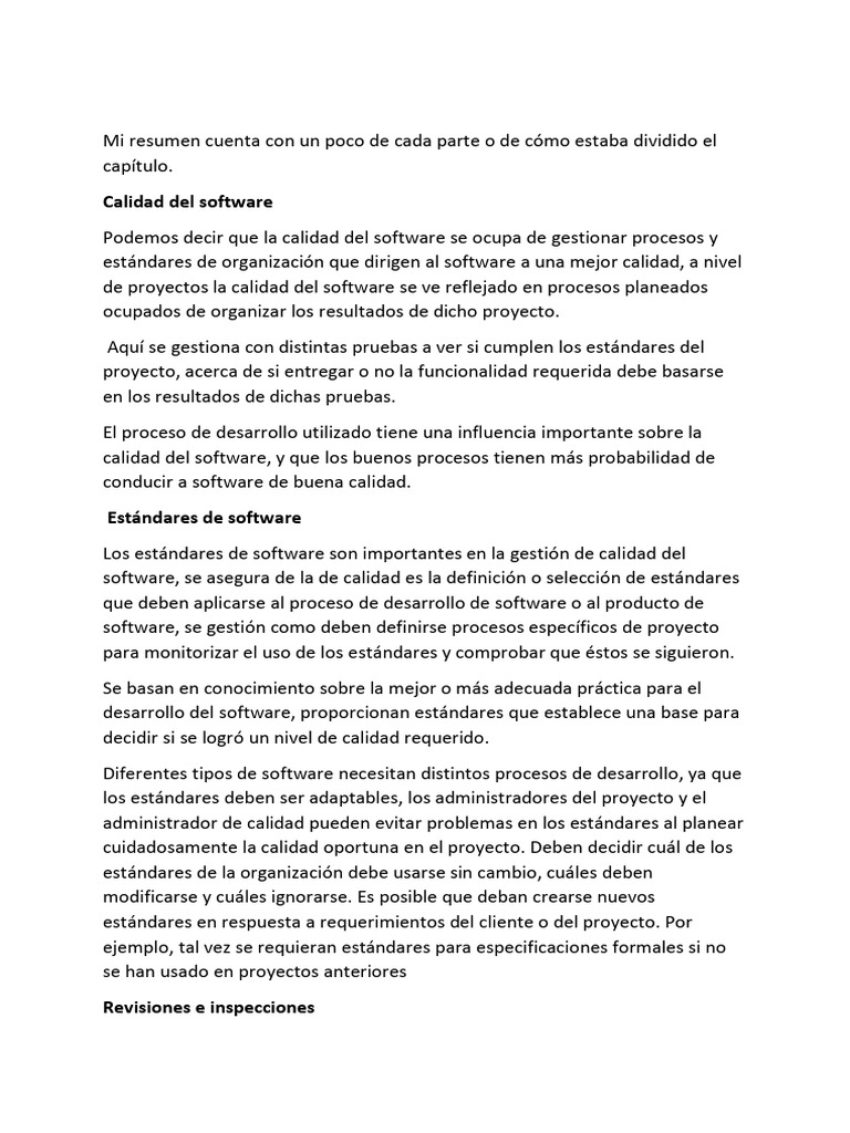 Calidad y Estándares en Desarrollo de Software | PDF | Software ...