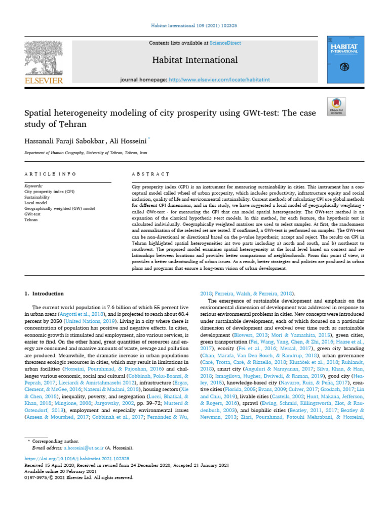Spatial Heterogeneity in Tehran's Prosperity | PDF | Cost Of Living ...