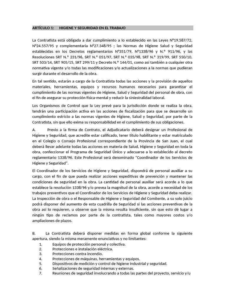 Normativa de Higiene y Seguridad Laboral | PDF | Multa (pena ...