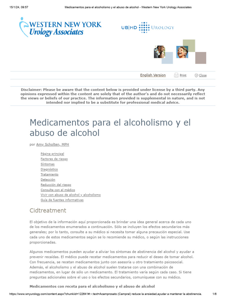 Medicamentos para el alcoholismo y el abuso de alcohol western new