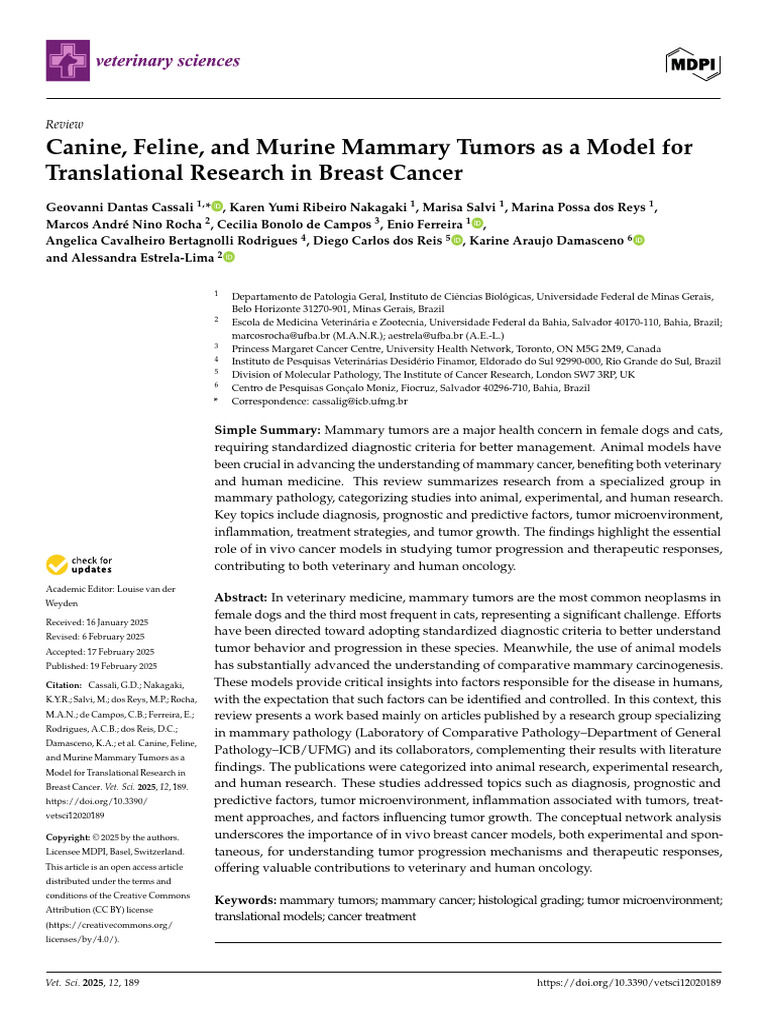 Canine and Feline Tumors in Breast Cancer Research | PDF | Carcinoma ...