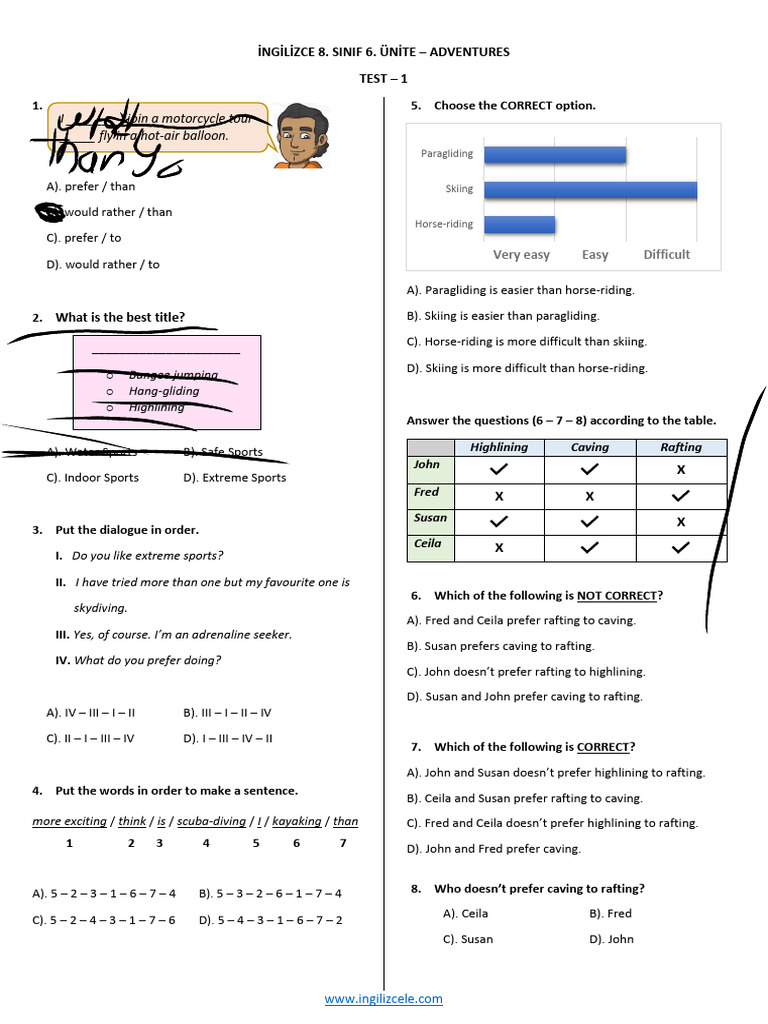 8th Grade English Unit 6 Test PDF | PDF | Underwater Diving | Outdoor ...