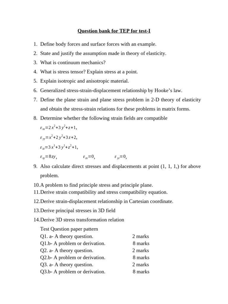TEP Test-I Mechanics Questions | PDF
