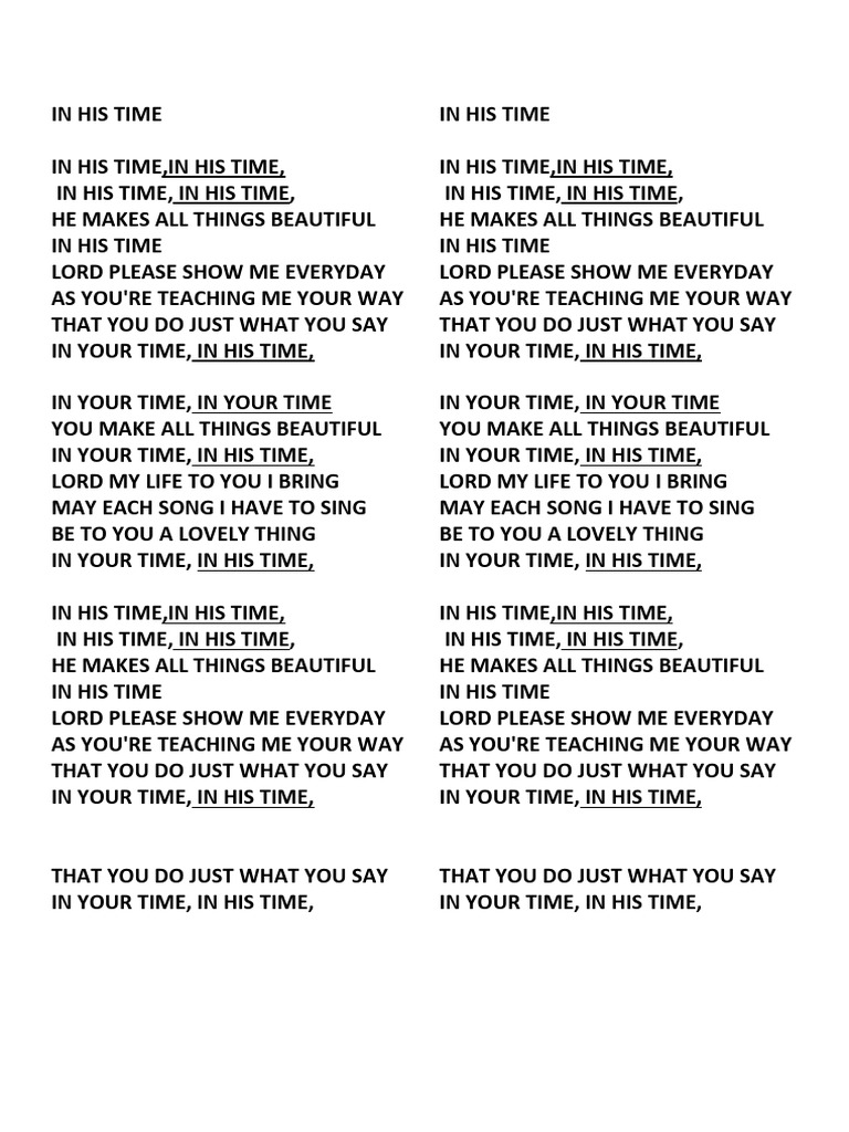 In His Time Lyrics PDF | PDF