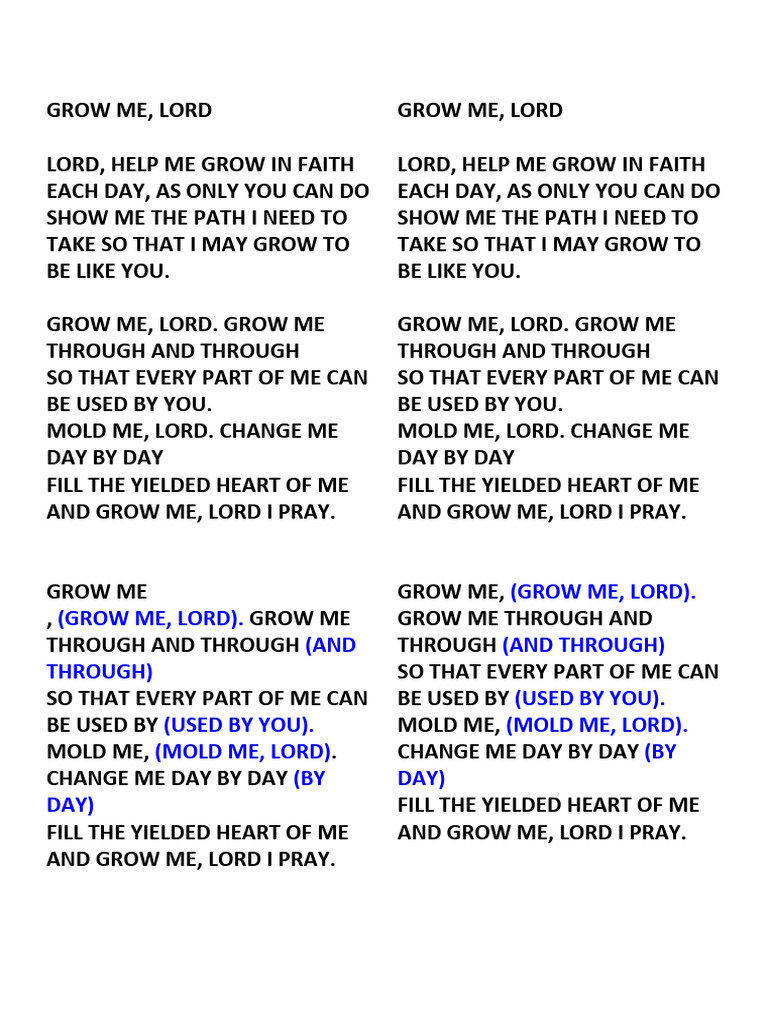 Grow Me, Lord: A Prayer for Faith | PDF