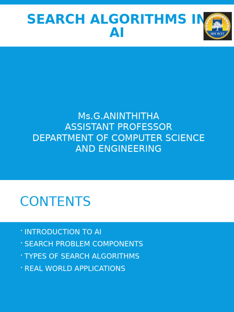 Search Algorithms in AI For Recording | PDF | Algorithms | Algorithms ...