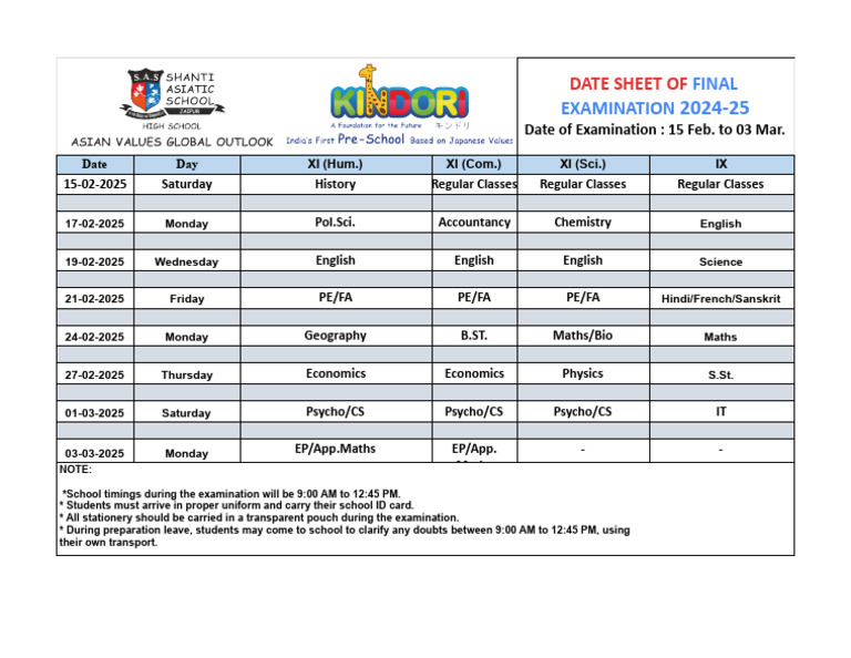 Final Exam Schedule 2024-25 | PDF