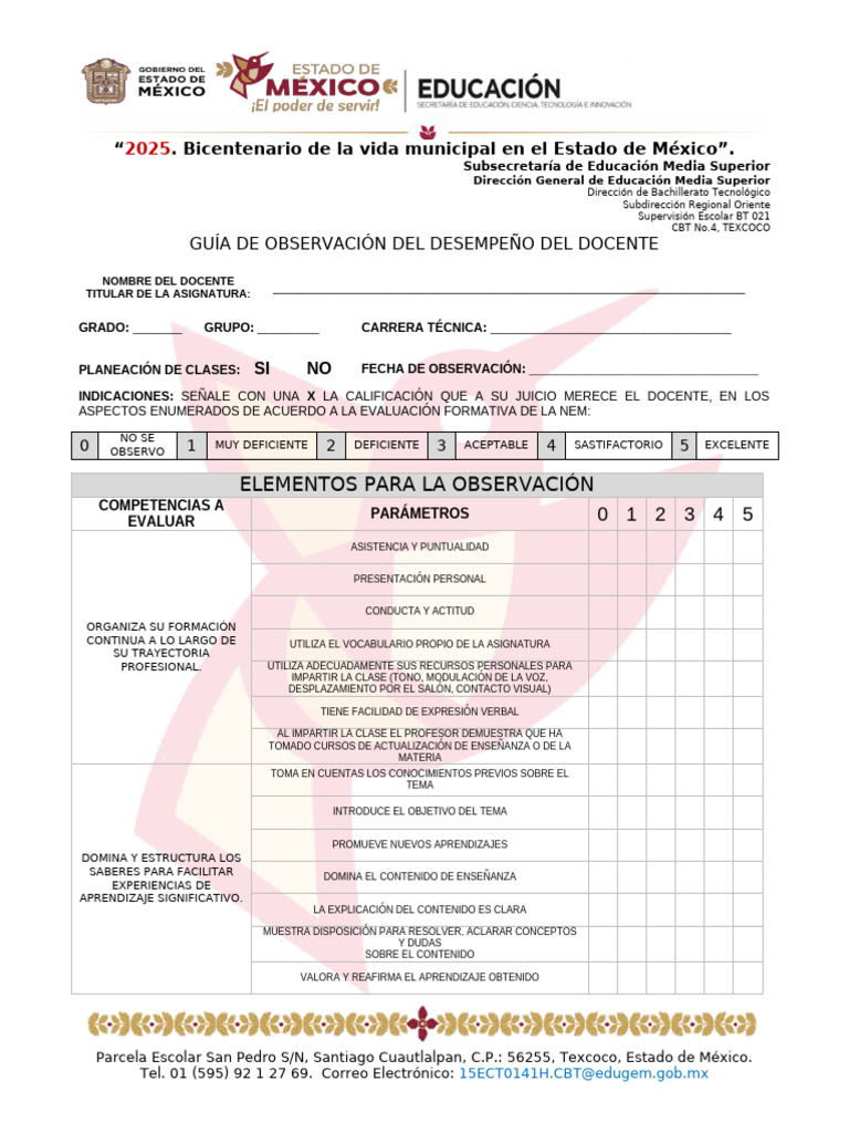 Guía de Evaluación Docente 2025 | PDF | Maestros | Enseñando
