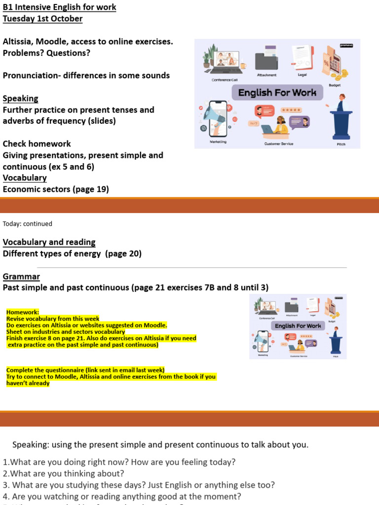 Intensive English for Work: Week Overview | PDF