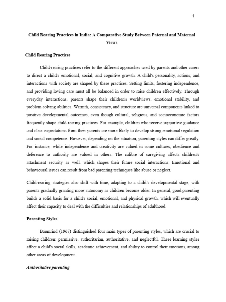 Child Rearing Practices in India: A Study | PDF | Attachment Theory ...