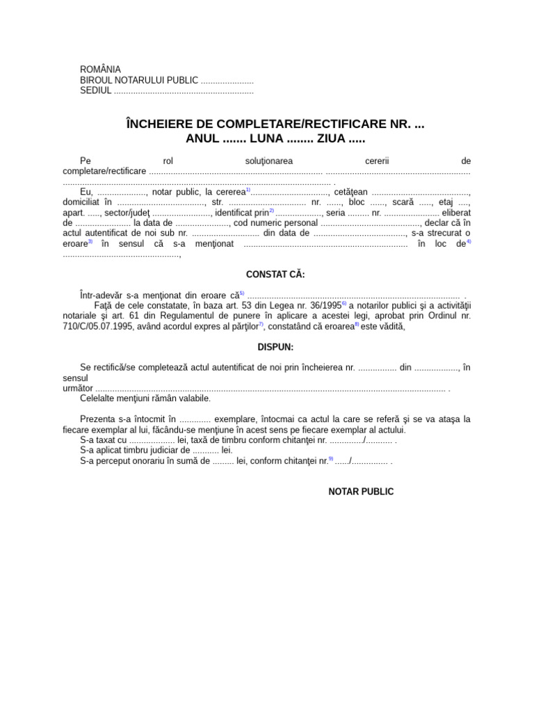 Incheiere de Completare Sau Rectificare | PDF