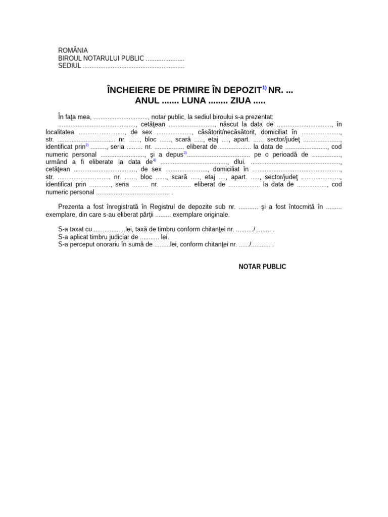 Incheiere de Primire in Depozit | PDF